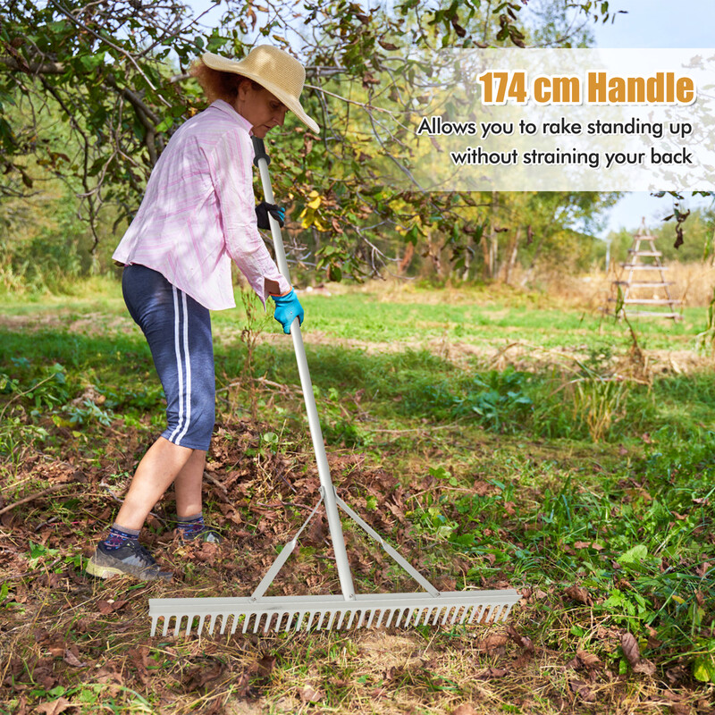 Hållbar aluminiumräfsa med 91 cm brett huvud för trädgårdsarbete och landskapsutformning