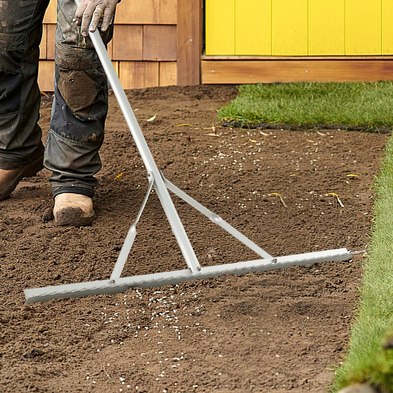 Hållbar aluminiumräfsa med 91 cm brett huvud för trädgårdsarbete och landskapsutformning