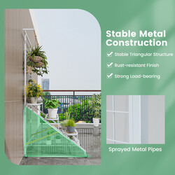 Växthylla med rankgaller i metall på hjul, vit, 80 x 85 x 175 cm