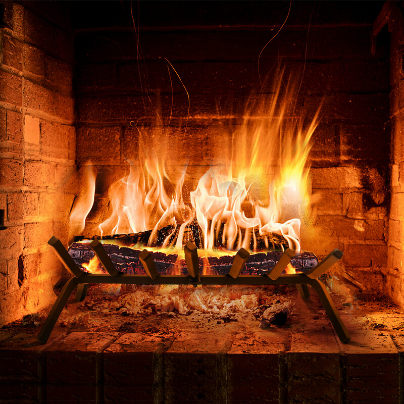 Robust vedhållare i smidesjärn med värmebeständig yta för inomhus- och utomhusbruk 46 cm