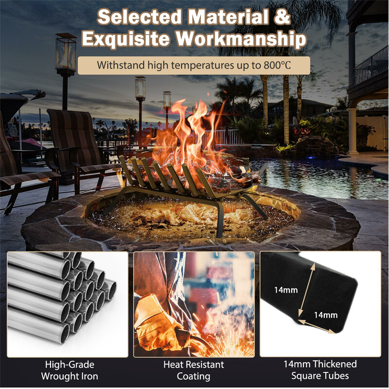 Robust vedhållare i smidesjärn med värmebeständig yta för inomhus- och utomhusbruk 46 cm