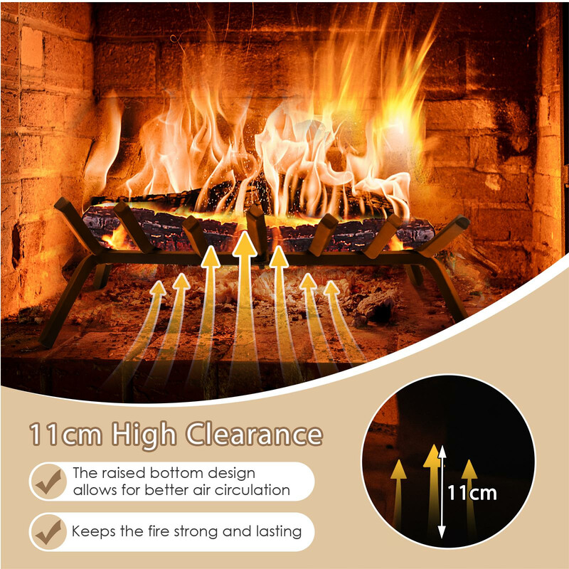 Robust vedhållare i smidesjärn med värmebeständig yta för inomhus- och utomhusbruk 46 cm