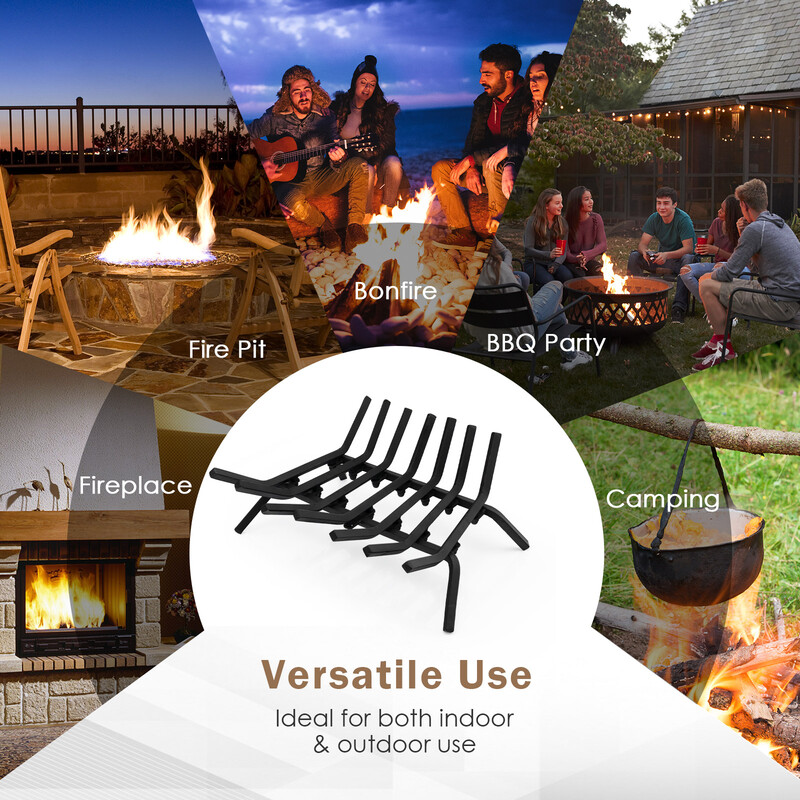 Robust vedhållare i smidesjärn med värmebeständig yta för inomhus- och utomhusbruk 46 cm