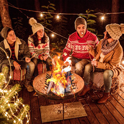Robust vedhållare i smidesjärn med värmebeständig yta för inomhus- och utomhusbruk 46 cm