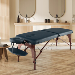 Hopfällbar massagebänk med bärväska, justerbar höjd, 210 x 70 cm, marinblå