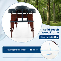 Hopfällbar massagebänk med bärväska, justerbar höjd, 210 x 70 cm, marinblå