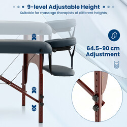 Hopfällbar massagebänk med bärväska, justerbar höjd, 210 x 70 cm, marinblå