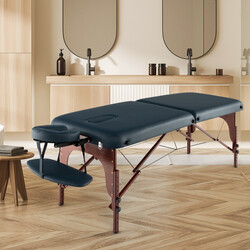 Hopfällbar massagebänk med bärväska, justerbar höjd, 210 x 70 cm, marinblå