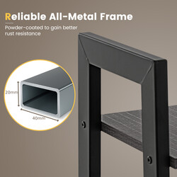 Bokhylla med 4 nivåer i mörkbrun trä och metall för industriell stil