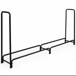 Vedställ i metall med handtag och sockel, svart, 250 x 36 x 122,5 cm