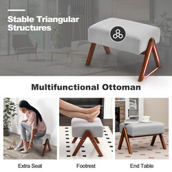 Gungstol med fotpall och kudde i grått med trästomme för optimal komfort