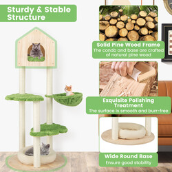 Kattens klätterträd 139 cm med sisal, plattformar och hängmatta