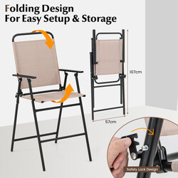 3-delad utomhus bistroset med parasollhål och hopfällbara stolar i beige