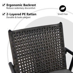 2-pack barstolar med PE-rottingryggstöd och avtagbar dyna svart