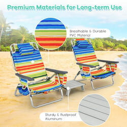 Strandstol och campingbord set med justerbara stolar och vattentåligt material för utomhusbruk