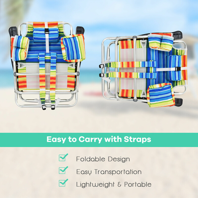 Strandstol och campingbord set med justerbara stolar och vattentåligt material för utomhusbruk