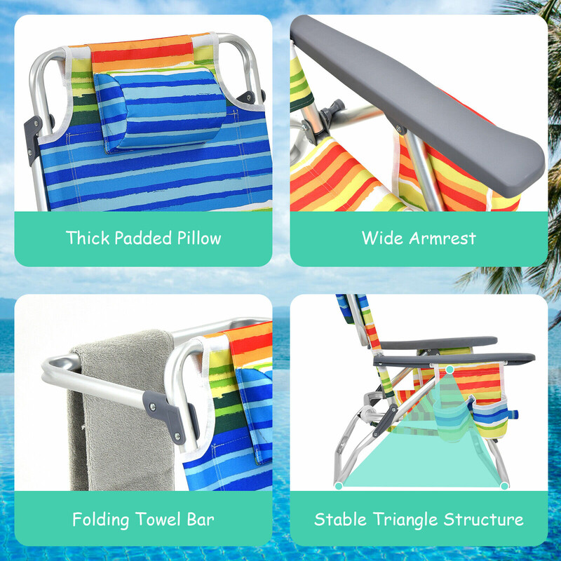 Strandstol och campingbord set med justerbara stolar och vattentåligt material för utomhusbruk
