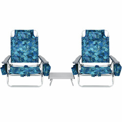 Strandstol och bord set för utomhusbruk - justerbara stolar och hopfällbart campingbord