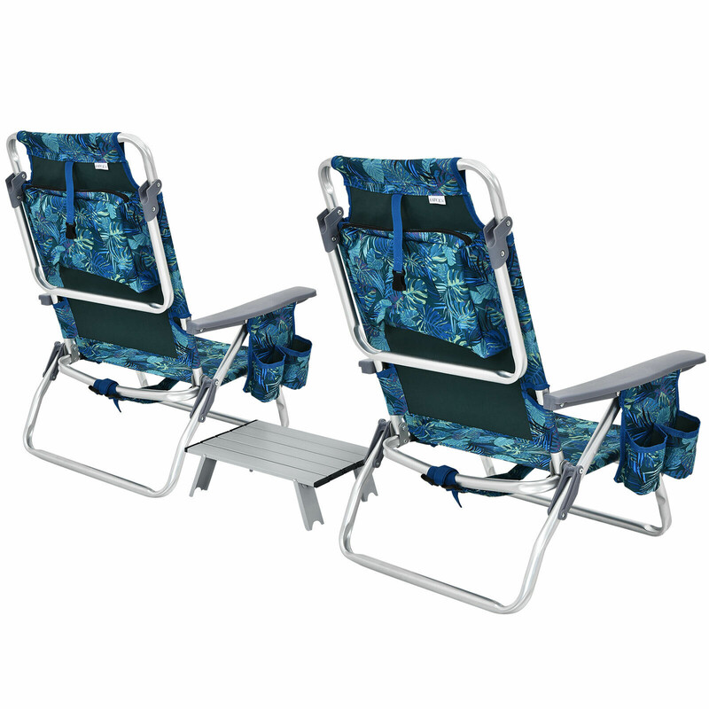 Strandstol och bord set för utomhusbruk - justerbara stolar och hopfällbart campingbord