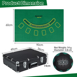Pokerset med 600 spelmarker och svart aluminiumväska för en autentisk casinoupplevelse hemma