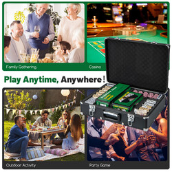 Pokerset med 600 spelmarker och svart aluminiumväska för en autentisk casinoupplevelse hemma