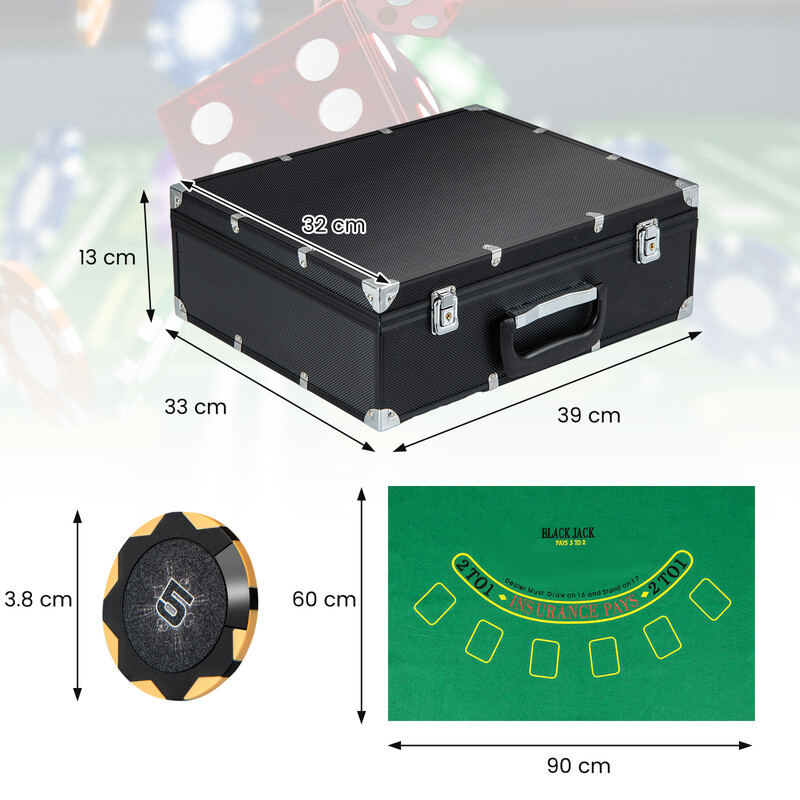 Pokerset med 300 marker och komplett tillbehör för professionell pokerupplevelse hemma