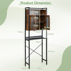 Badrumsskåp med dubbeldörrar och justerbar hylla i rustik brun färg