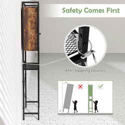 Badrumsskåp med dubbeldörrar och justerbar hylla i rustik brun färg