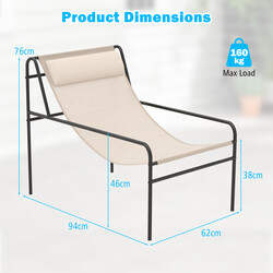 Vilstol loungesessel med avtagbar nackstöd, ergonomisk design, beige, 94 x 62 x 76 cm