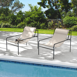 Vilstol loungesessel med avtagbar nackstöd, ergonomisk design, beige, 94 x 62 x 76 cm