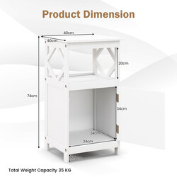 Badrumsgolvskåp med öppen hylla och anti-tipp funktion i vit MDF
