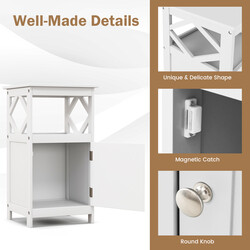 Badrumsgolvskåp med öppen hylla och anti-tipp funktion i vit MDF