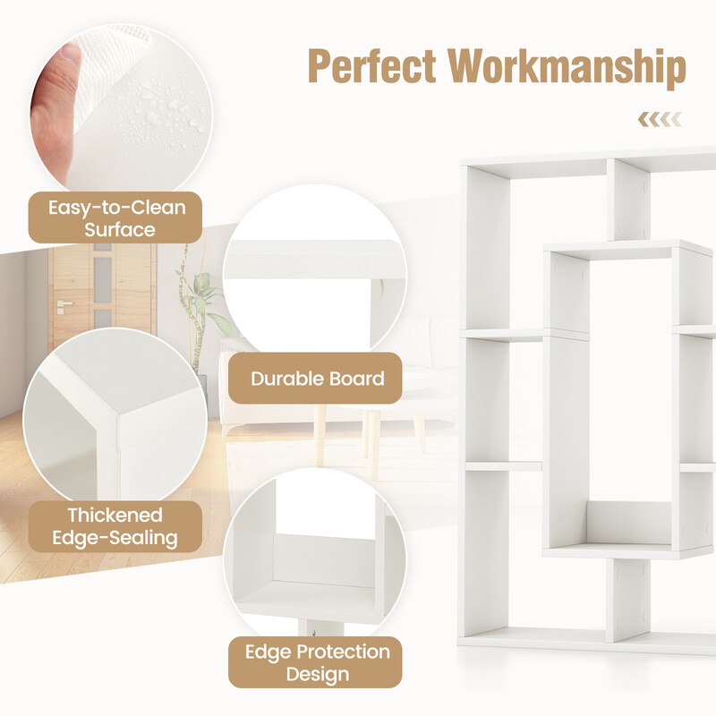 Bokhylla med 7 fack och tippskydd, vit, 60 x 20 x 90 cm