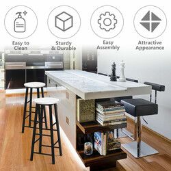 2-pack barstolar med marmorerad yta och fotstöd, 71 cm sitthöjd, vit