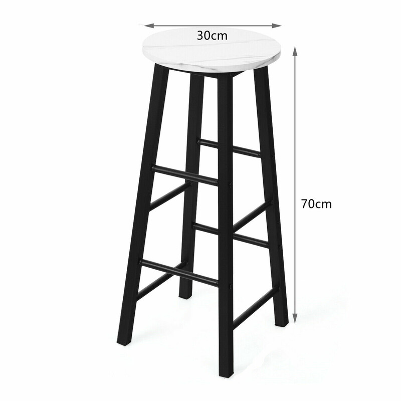 2-pack barstolar med marmorerad yta och fotstöd, 71 cm sitthöjd, vit