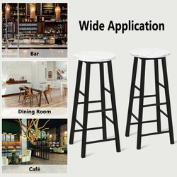 2-pack barstolar med marmorerad yta och fotstöd, 71 cm sitthöjd, vit