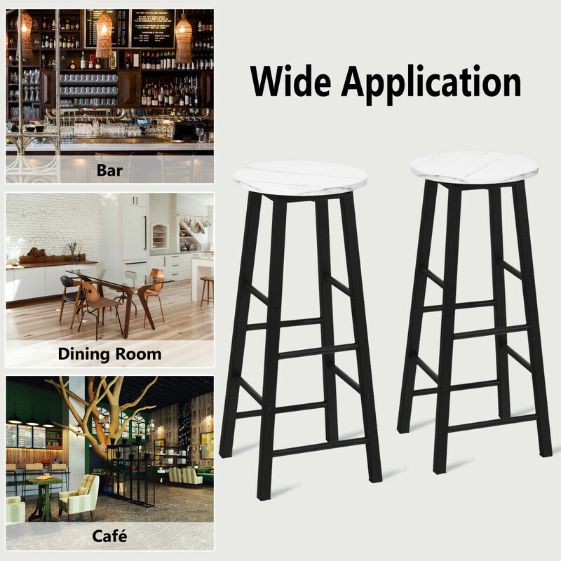 2-pack barstolar med marmorerad yta och fotstöd, 71 cm sitthöjd, vit