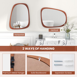 Dekorativ väggspegel med rustik ram och asymmetrisk design 68 x 53,5 cm