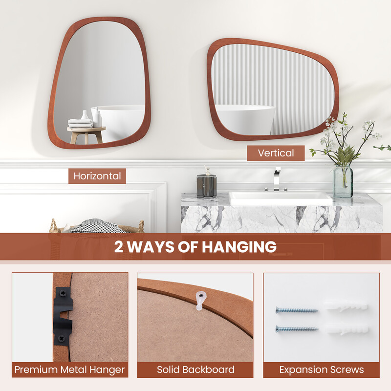 Dekorativ väggspegel med rustik ram och asymmetrisk design 68 x 53,5 cm