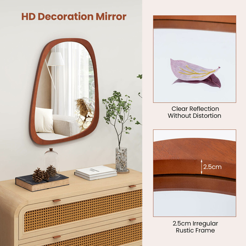 Dekorativ väggspegel med rustik ram och asymmetrisk design 68 x 53,5 cm