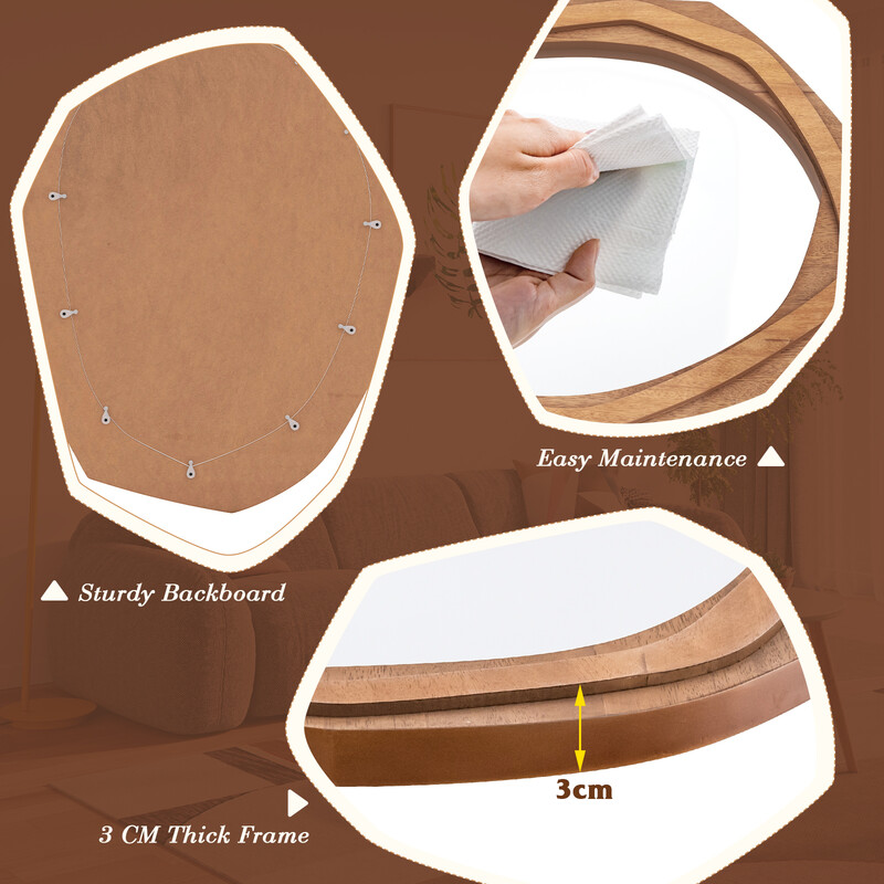 Oregelbunden dekorationsspegel vattentät väggspegel 89,5 x 66 cm modern design