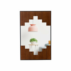 Rektangulär spegel med träram 60 x 95 cm rustik väggspegel med tvåvägskrokar