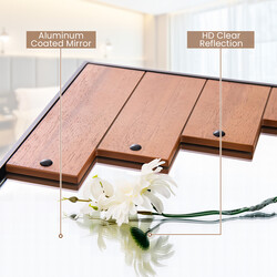 Rektangulär spegel med träram 60 x 95 cm rustik väggspegel med tvåvägskrokar