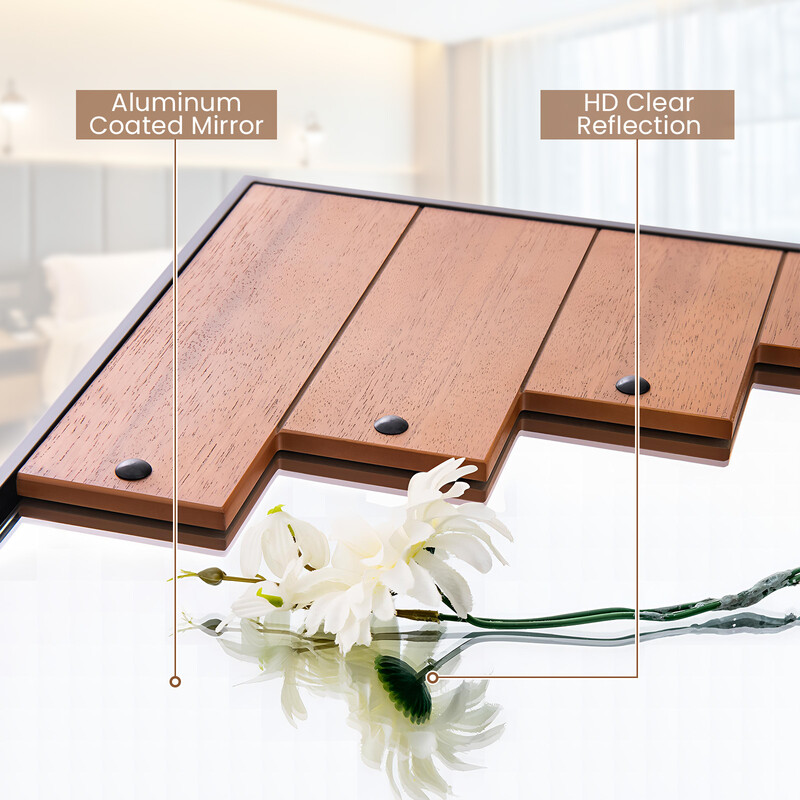 Rektangulär spegel med träram 60 x 95 cm rustik väggspegel med tvåvägskrokar