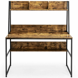 Skrivbord med bokhylla och justerbara fötter för modern och praktisk arbetsmiljö