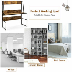 Skrivbord med bokhylla och justerbara fötter för modern och praktisk arbetsmiljö