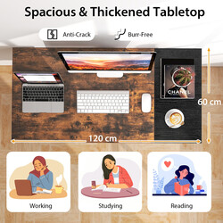 Skrivbord 120 cm med 2 lådor, hörlurskrok och hylla för dator och förvaring
