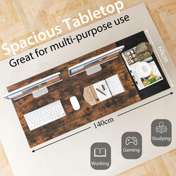 Skrivbord 140 cm med 2 lådor, hörlurskrok och hylla i rustik stil