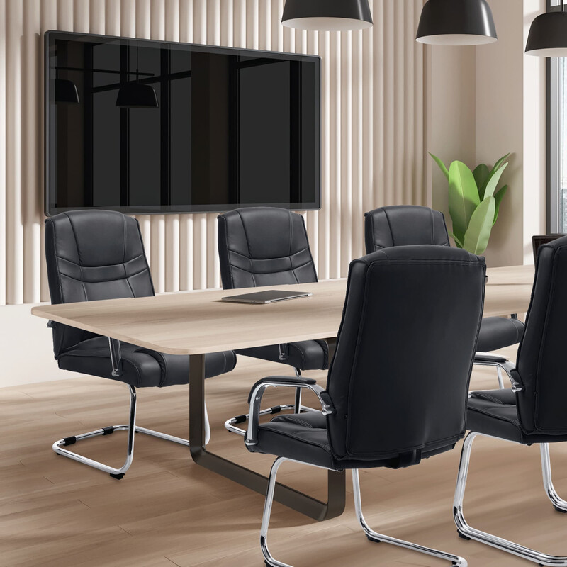 Attila besöksstol med gungande metallram och konstläder