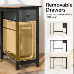 Skrivbord 140 cm med 2 lådor, hörlurskrok och hylla i rustik stil